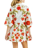 Carmen Floral Tie-Waist Minidress