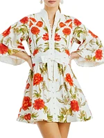 Carmen Floral Tie-Waist Minidress