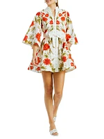 Carmen Floral Tie-Waist Minidress