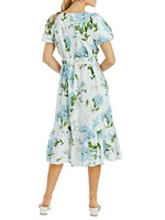 Jasmine Floral Tie-Waist Midi-Dress