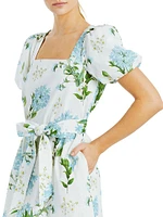 Jasmine Floral Tie-Waist Midi-Dress