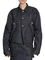 Seamed Asymmetric Denim Jacket