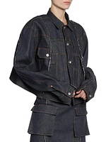 Seamed Asymmetric Denim Jacket