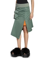 Nylon Twill Asymmetric Skirt