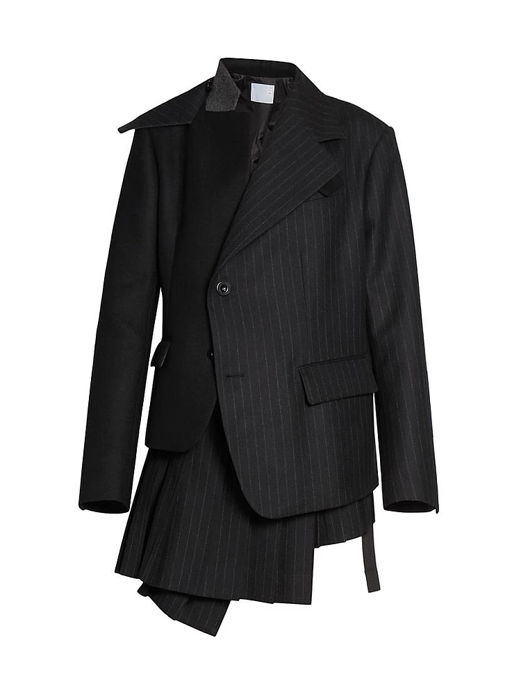 Chalk Stripe & Wool Melton Jacket