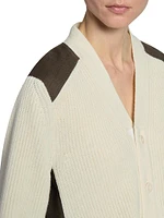 Chalk Striped & Knit Cardigan