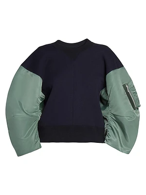 Nylon Twill & Sponge Sweatshirt