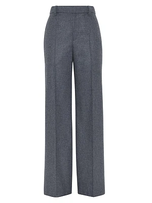 Virgin Wool and Cashmere Flannel Loose Trousers