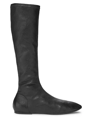 Stretch-Leather Knee-High Boots