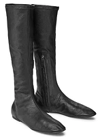 Stretch-Leather Knee-High Boots