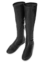 Stretch-Leather Knee-High Boots