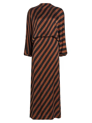 Enclosed Stripe Blouson Maxi Dress