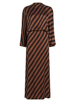 Enclosed Stripe Blouson Maxi Dress