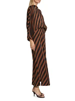 Enclosed Stripe Blouson Maxi Dress