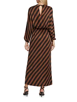 Enclosed Stripe Blouson Maxi Dress