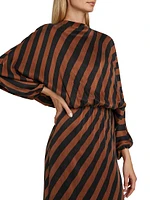 Enclosed Stripe Blouson Maxi Dress