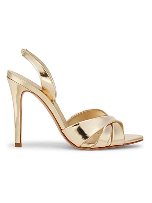 Keefa 100MM Mirrored Leather Slingback Sandals
