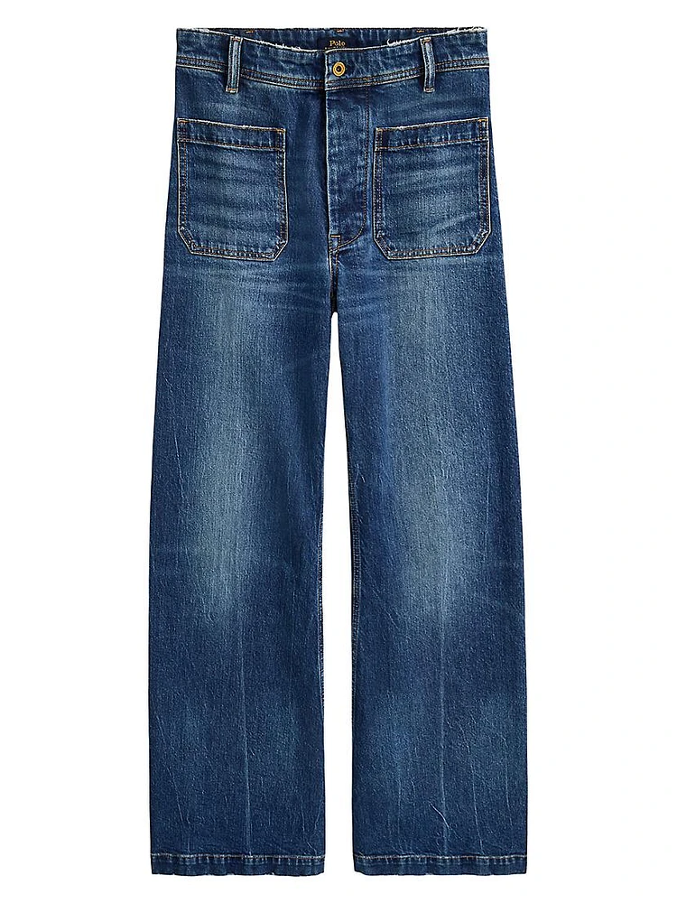 Stretch Cotton Wide-Leg Jeans