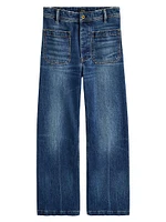 Stretch Cotton Wide-Leg Jeans