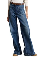 Stretch Cotton Wide-Leg Jeans