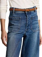 Stretch Cotton Wide-Leg Jeans