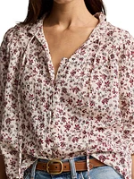 Floral Cotton Gauze Blouse