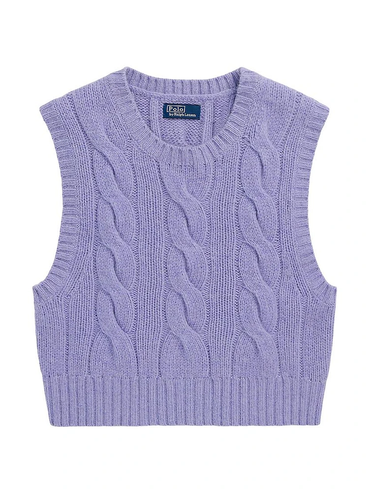 Crop Wool-Cashmere Cable-Knit Sweater