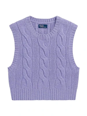 Crop Wool-Cashmere Cable-Knit Sweater