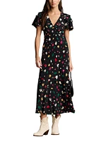 Floral Silk Crêpe Midi-Dress