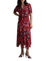 Floral Georgette Tie-Neck Dress