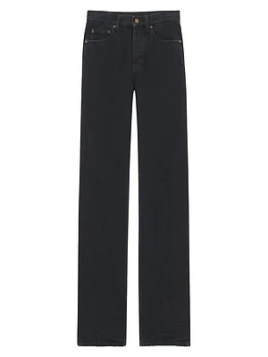 Long Straight Jeans Carbon Denim