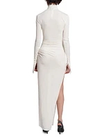 Turtleneck Jeresy Buckle Column Dress