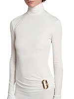 Turtleneck Jeresy Buckle Column Dress