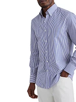 Striped Basic Fit Shirt with Button Down Collar