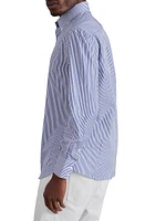 Striped Basic Fit Shirt with Button Down Collar