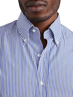 Striped Basic Fit Shirt with Button Down Collar