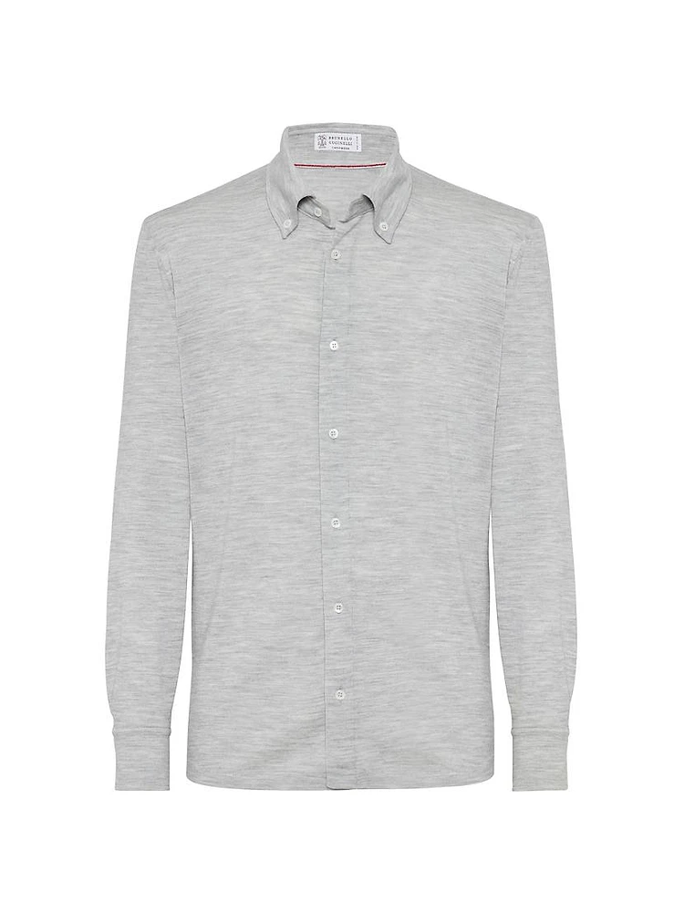 Virgin Wool and Cashmere Lightweight Knit Shirt