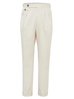 Leisure Fit Trousers with Pleat and Waist Tabs