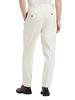 Leisure Fit Trousers with Pleat and Waist Tabs