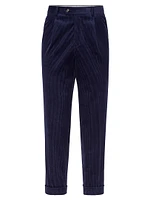 Sea Island Cotton Corduroy Trousers with Pleat