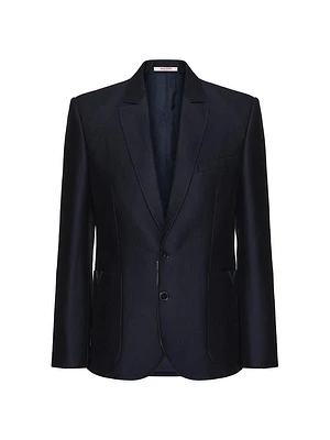 Wool and Silk Single-Breasted Jacket