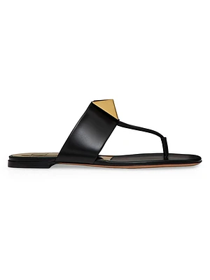 One Stud Calfskin Flat Thong Sandals