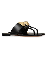 One Stud Calfskin Flat Thong Sandals