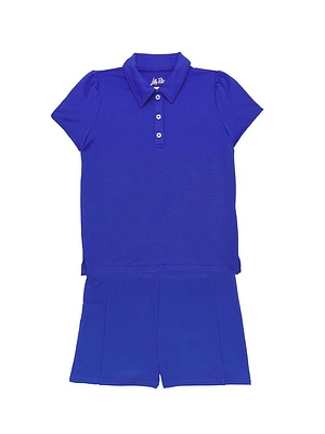 Little Girl's & Mini Frida 2-Piece Puff-Sleeve Polo Shirt Shorts Set