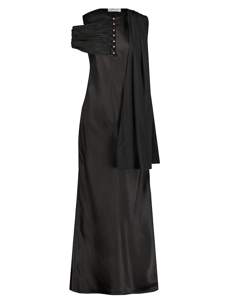 Sheath with Button-Out Drape