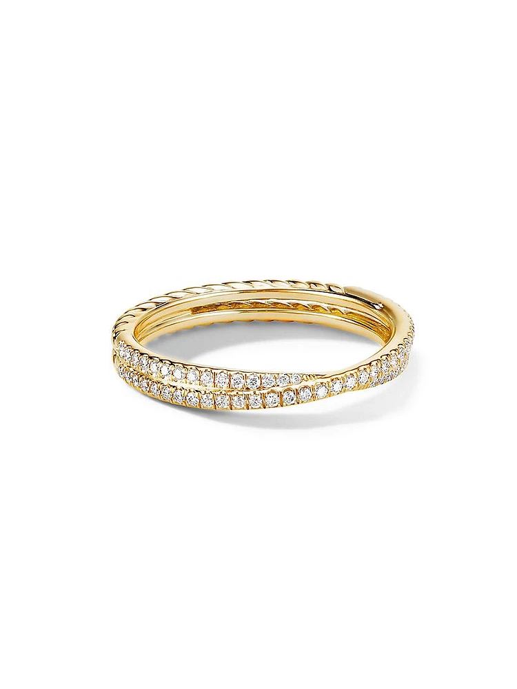 DY Crossover Micro Pavé Band Ring 18K Yellow Gold