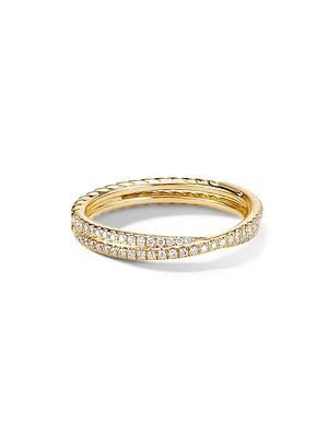 DY Crossover Micro Pavé Band Ring 18K Yellow Gold