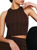 Plisse Sweater High-Neck Crop Tank