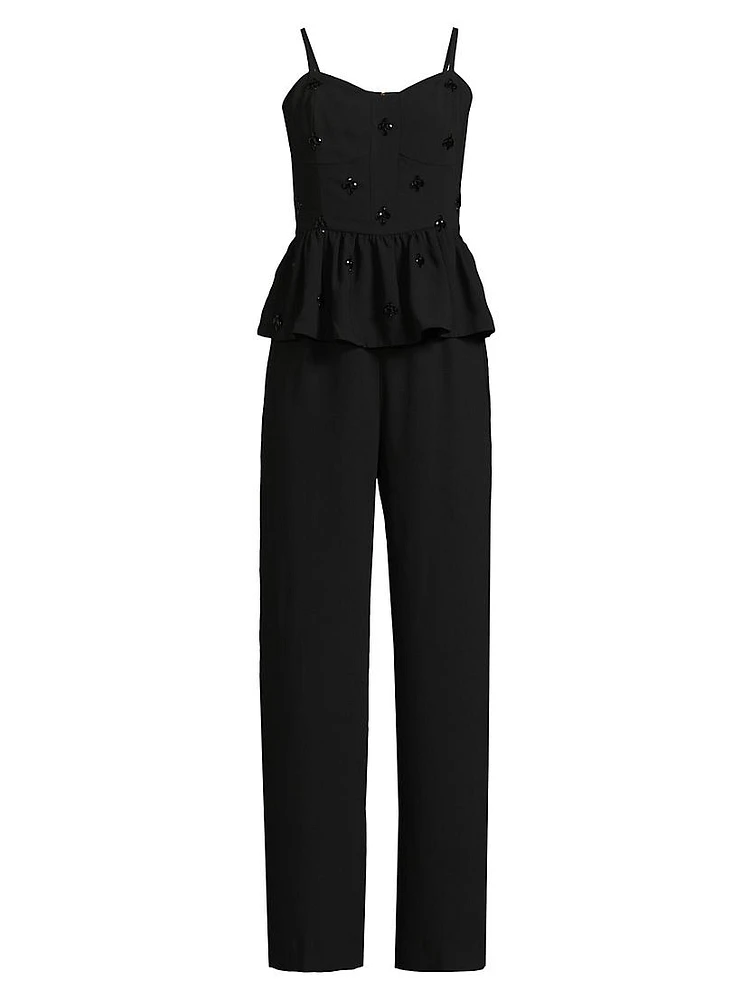 Luella Embellished Peplum Jumpsuit
