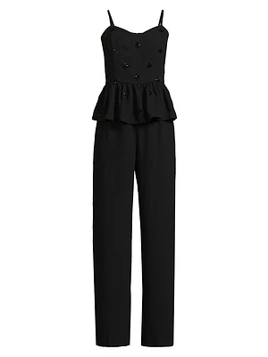 Luella Embellished Peplum Jumpsuit